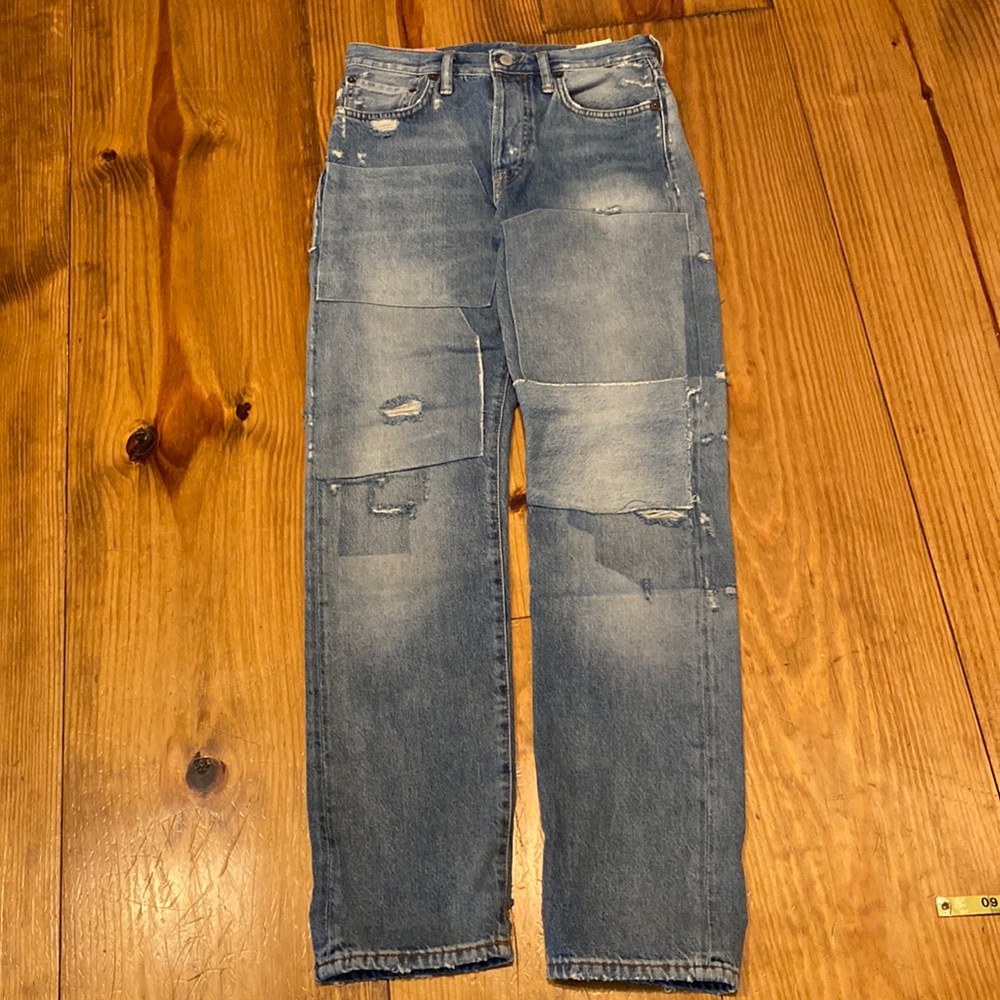 Acne Studios size 26 distressed button fly jeans, never worn